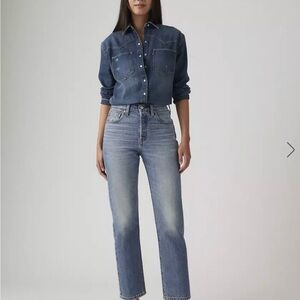 Women's Levi’s 501 Crop High-Rise Straight Jeans - Size 29 - Medium Blue